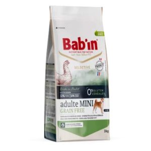 غذای خشک مخصوص سگ نژاد کوچک بدون غلات طعم مرغ برند بابین وزن ۲ کیلویی babin sans ceresles mini adult
