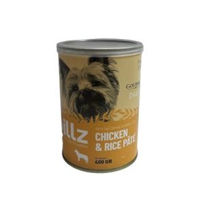 کنسرو پته سگ بالغ برند گيلز با طعم مرغ و برنج 400 گرم Gillz Chicken Rice