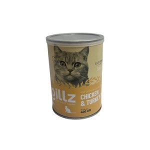 کنسرو پته گربه برند گيلز با طعم مرغ و بوقلمون 400 گرم Gillz Chicken Turkey