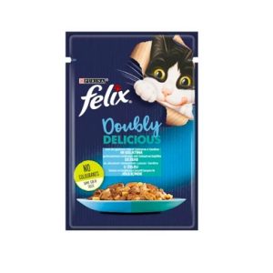 پوچ گربه فلیکس با طعم ماهی سالمون وماهی ساردین felix وزن 85 گرم
