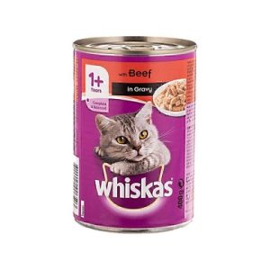 کنسرو گربه برند ویسکاس 400 گرمی با طعم گوشت گوساله whiskas beef 400g